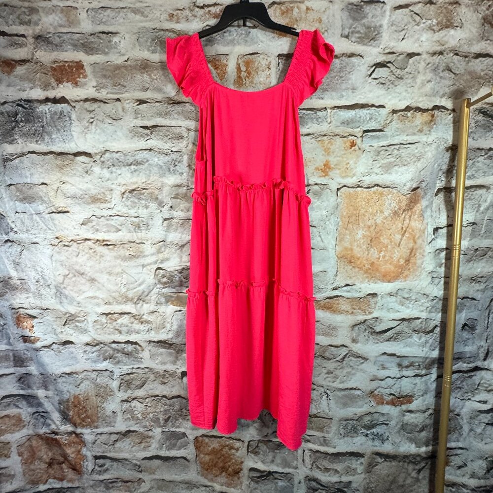 Haptics - Ruffle Flutter Short Sleeve Dress - Pink - 2X - NWOT